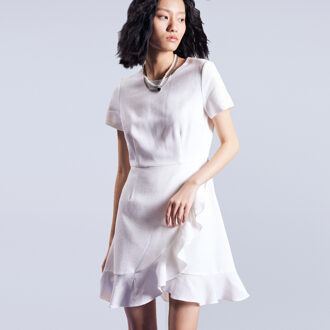 Korte skaterjurk met franje Wit - XS