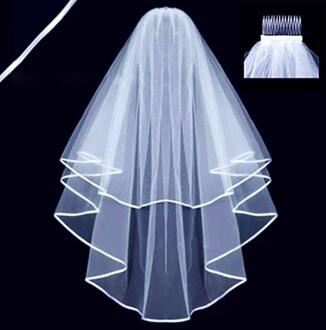 Korte Tulle Wedding Veils Twee Layer Met Kam Wit Ivoor Bridal Veil Voor Bruid Voor Huwelijk Bruiloft Accessoires