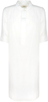 Korte witte popeline jurk met Koreaanse kraag Ottod'Ame , White , Dames - L,M,S,Xs