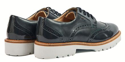 Kortney Leer Vrouwen Navy Patent Brogues Schoenen Blauw