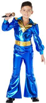 Kostuum Dancing King Kind Blauw