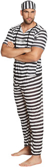 Kostuum Gevangene Gestreept Zwart/Wit Multikleur - Print