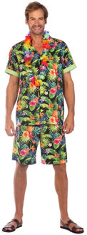 Kostuum Hawaii Zwart Heren Multikleur - Print