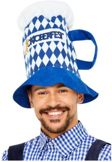 Kostuum Hoed Oktoberfest Beer Chequered Blauw/Wit