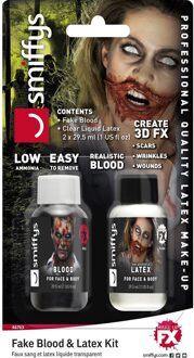 Kostuum Makeup Kit Fake Blood & Latex Rood/Wit