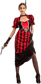 Kostuum Saloon girl Betsy Rood - Zalm