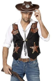 Kostuum - Vest - Cowboy - Met sterren - Bruin - XL