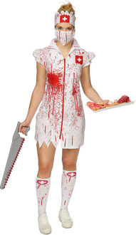Kostuum Zombie nurse 4-delig Wit - Transparant