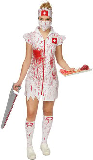 Kostuum Zombie nurse 4-delig Wit - Transparant
