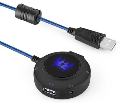 Kotion Elke Externe Geluidskaart Usb Hub O Adapter Usb-poort & 3.5Mm O & Mini Jack Voor pc Laptop. Plug En Play (Blauw)