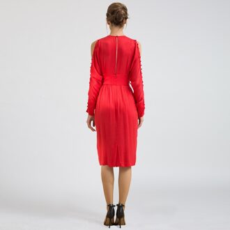 Koude schouderbat mouwen jurk Rood - L