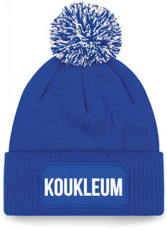 Koukleum muts met pompon unisex one size - blauw One size