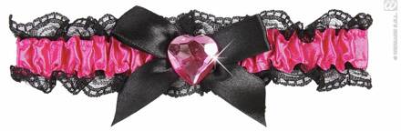 Kousenband roze met roze hartje