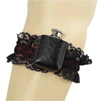 Kousenband - zwart - met flesje - verkleed kousenband - dames - 80s - jaren 80