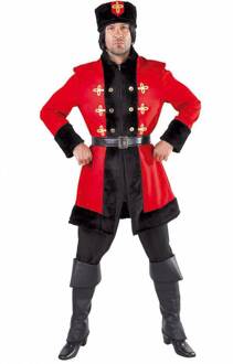 Kozak Heer Kostuum Rood - Zalm, Zwart