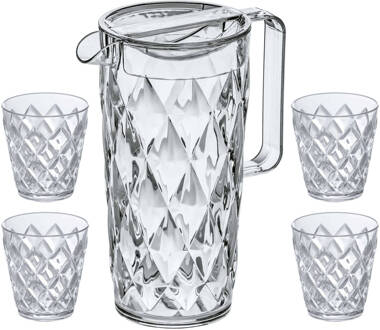 Koziol Karaf Crystal 1.6 Liter + 4 Glazen Transparant