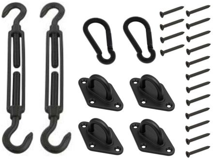 Kpe Schaduwdoek Bevestigingsset – 8 Mm – Roestvrij Staal – Zwart Mat