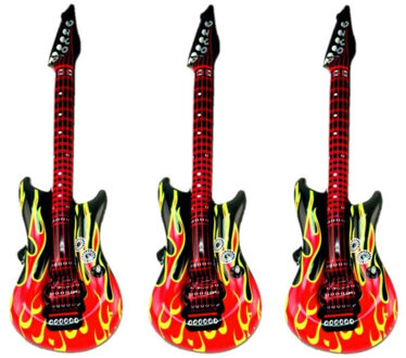 Kr?ger Opblaasbaar gitaar - 3x - met vlammen - 100 cm - speelgoed gitaar