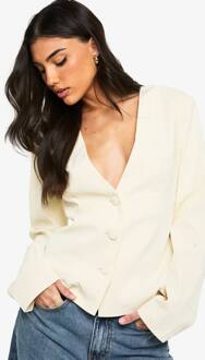 Kraagloze Diepe Halslijn Getailleerde Blazer, Butter - 38