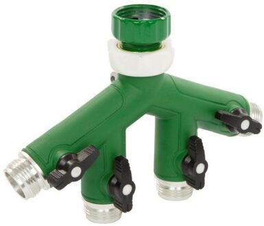 kraanadapter met waterverdeler, metaal, 4-weg