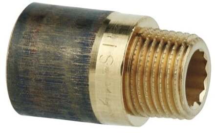 Kraanverlengstuk van rood messing, blank, 1/2" x 40 mm, (3525) - 988942755