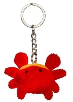 krab sleutelhanger - rood - stof - 6 cm - knuffel