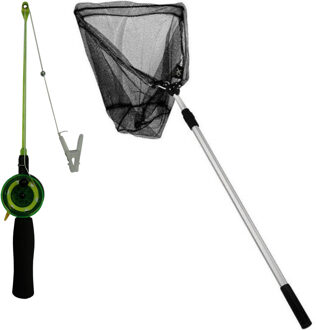 Krabhengel / vishengel voor krabbetjes 38 cm met opvouwbaar schepnet 170 cm