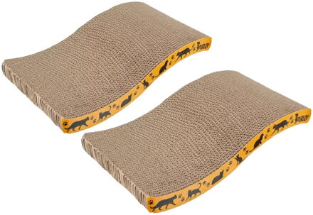 Krabpaal horizontaal - 2x - karton - golfvormig - katten ontspanning