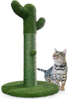 Krabpaal Katten - Cactus Krabpaal met Touw - Krabplank modern design - Krabmeubel met Speeltje - 65cm Groen