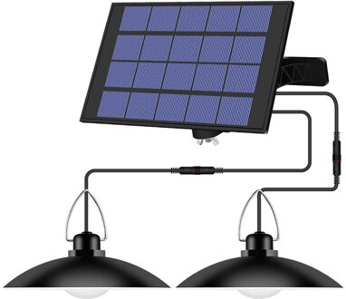 Krachtige Kroonluchter Vier Hoofd Solar Hanglamp Outdoor Indoor Solar Lamp Met Warm Of Witte Verlichting Voor Camping Tuin Yard 2 Heads / 6000K wit licht