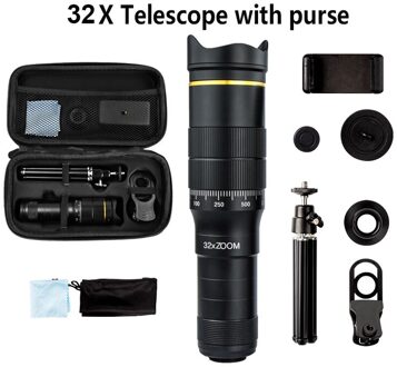 Krachtige Monoculaire Metalen Telescoop Camera 4K Super Tele Hd Verrekijker Krachtige Voor Smartphone Mini Pocket Outdoor Camping 32X geel reeks