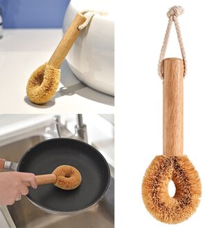Krachtige Natuurlijke Schrobben Borstel Handheld Opknoping Keuken Benodigdheden Praktische Houten Handvat Decontaminatie Schotel Wassen
