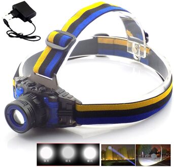 Krachtige Q5 Koplamp Oplaadbare Zoomable Focus Frontale LED Head Lamp Zaklamp Zaklamp Koplamp voor Vissen Camping + Lader