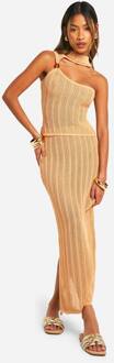 Kralen Uitsnede Detail Top En Maxi Rok Set, Camel - 38