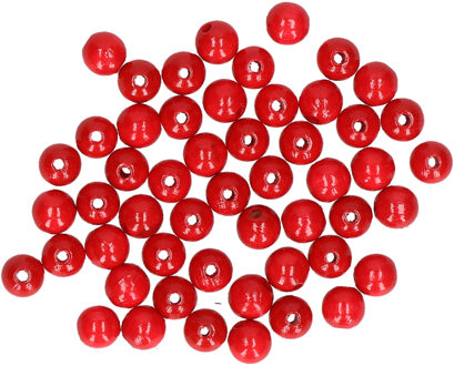 kralen van hout Dia 10mm - 52x stuks - Rood - DIY sieraden maken - Kralen rijgen - Hobbykralen