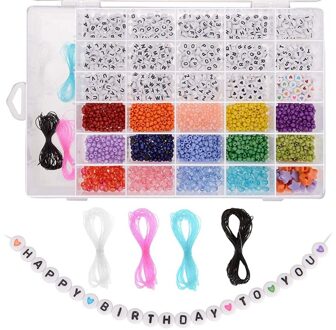 Kralen Voor Armbanden-Compleet Diy Sieraden Maken Kit Met Kleurrijke Glazen Kralen, Acryl Brief Kralen, en Elastische Armband Stri