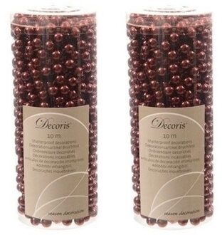 Kralenslinger - 2x - donkerrood/bordeaux rood - 10 meter - kunststof - kerstslinger