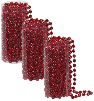 Kralenslinger - 4x stuks - rood - kunststof - 8 meter - kerstversiering/kerstslingers