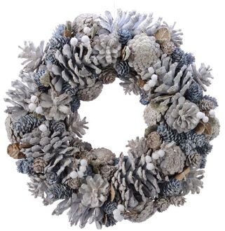 Krans met dennenappels en glitter Ø34x9cm