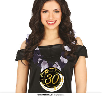 Krans Sterren 30 Jaar zwart/wit/goud Zwart, Multikleur - Print, Goud - Brons