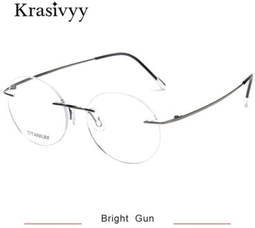 Krasivyy Vintage Ronde Randloze Bril Frame Mannen Ultralight B Titanium Recept Bril Vrouwen Bijziendheid Koreaanse Eyewear helder geweer