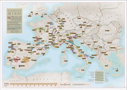 Kraskaart - Scratch Map Europese wijnen poster