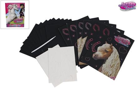 kraskaarten meisjes karton zwart/roze 19 delig Zwart,Roze
