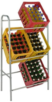 Krattenrek voor 6 kratten - bierkrat rek - zilver - 65 x 34 x 115 cm - horeca - opruimen