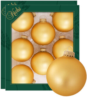 Krebs kerstballen - 16x stuks - honing goud - glas - 7 cm - mat - Kerstbal Goudkleurig