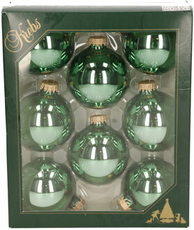 Krebs Kerstballen - jade groen - 8ST - glas - 7 cm - glans - Kerstbal