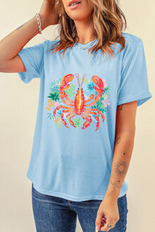 Kreeft Bloemenprint Pyjama Set Lichtblauw