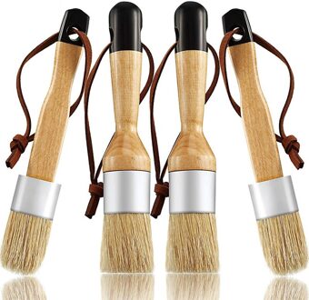 Krijt En Wax Borstels Omvatten Platte En Ronde Chalked Kwast Met Haren, multi-Gebruik Borstels (4 Stuks) Cnim