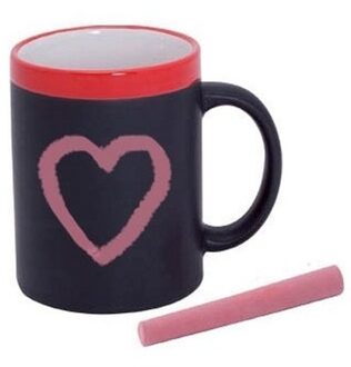 Krijtbord koffie mok - 1x - rood - beschrijfbare beker - Koffiemok met eigen naam