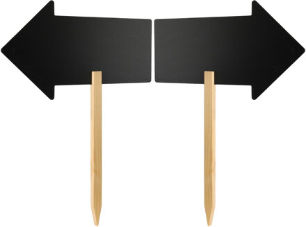 Krijtbord/schoolbord - 2x stuks - pijl op stok - 33 x 2 x 54 cm - richting wijzer - dubbelzijdig